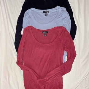 Streetwear Society Long Sleeve Tops in Black, Light Blue, and Red 3 for $12